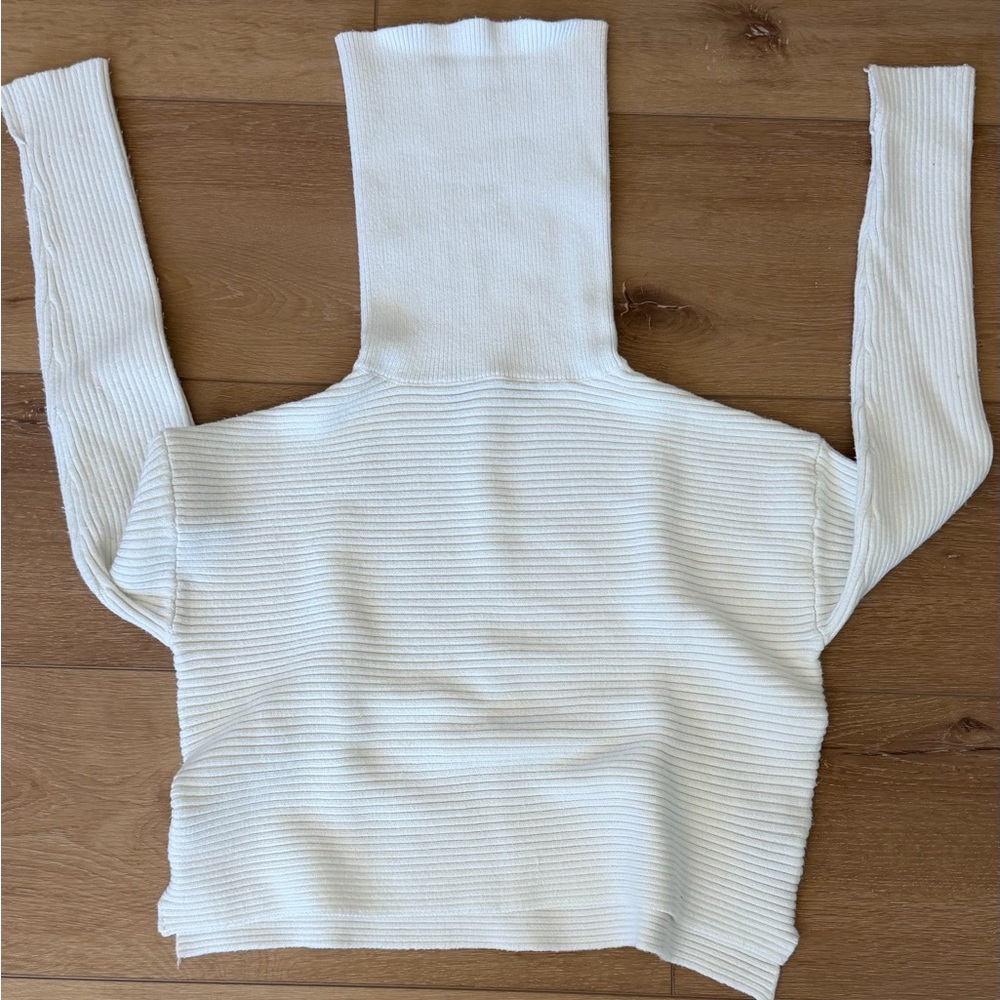 Zara Cream Ribbed Knit Top & Skirt Set